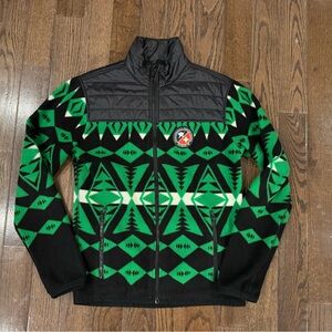 POLO RALPH LAUREN DOWNHILL SKI RACING AZTEC FLEECE JACKET GREEN MENS SMALL